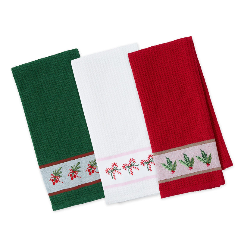 Design Imports Holiday Party Embroidered Dishtowels