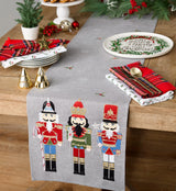 Design Imports Holiday Nutcrackers Embroidered Table Runner
