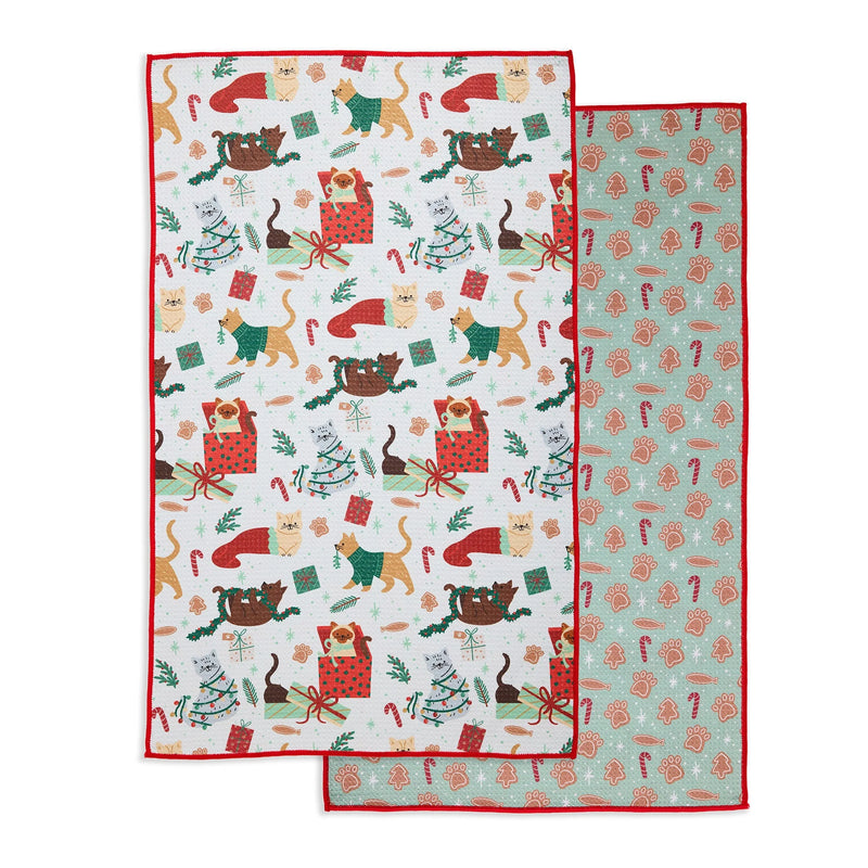 Design Imports Christmas Kitties Printed Microfiber Dishtowel