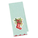 Design Imports Festive Stocking Embellished Dishtowel