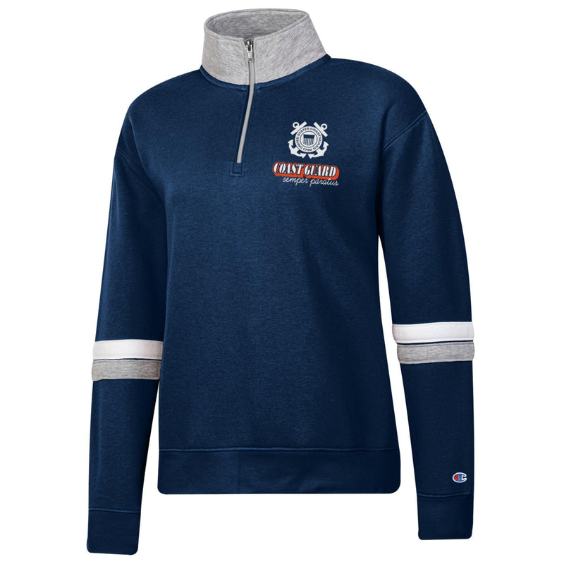 Coast Guard Champion Womens 1/4 Zip Fleece Sweatshirt