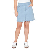 Ruby Rd. Womens Scalloped Hem Stretch Denim Skort
