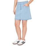 Ruby Rd. Womens Scalloped Hem Stretch Denim Skort