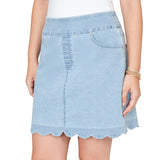 Ruby Rd. Womens Scalloped Hem Stretch Denim Skort