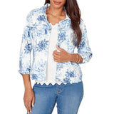 Ruby Rd. Womens Toile Print Tencel Denim Jacket