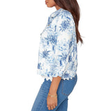 Ruby Rd. Womens Toile Print Tencel Denim Jacket