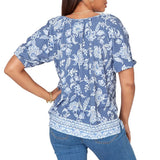 Ruby Rd. Womens Smocked Floral Clip Dot Top