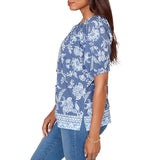 Ruby Rd. Womens Smocked Floral Clip Dot Top