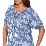 Ruby Rd. Womens Smocked Floral Clip Dot Top