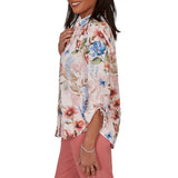 Alfred Dunner Womens Botanical Butterfly Button Front Top