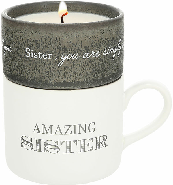 Pavilion Sister Stacking Mug and Candle Set 100% Soy Wax Scent: Tranquility