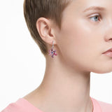 Swarovski Gema Drop Earrings - Mixed Cuts, Flower, Pink, Rhodium Plated