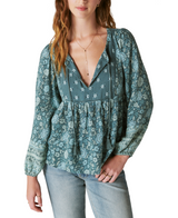 Lucky Brand Womens Peasant Long Sleeve Blouse
