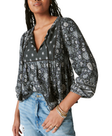 Lucky Brand Womens Peasant Long Sleeve Blouse