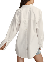 Lucky Brand Womens Oversized Button Back Top - Bright White