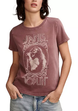 Lucky Brand Womens Janis Joplin Frame Classic Crew Neck Short Sleeve T-Shirt