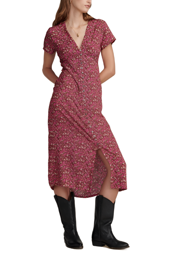 Lucky Brand Womens Printed Button Front Midi Dress – ShopCGX Lucky Brand Womens Printed Button Front Midi Dress – ShopCGX