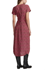 Lucky Brand Womens Printed Button Front Midi Dress - Rum Raisin Multi