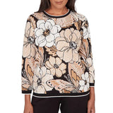 Ruby Rd. Womens Jacquard Floral Butterfly Sweater