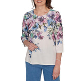 Alfred Dunner Womens Falling Roses Knit Top