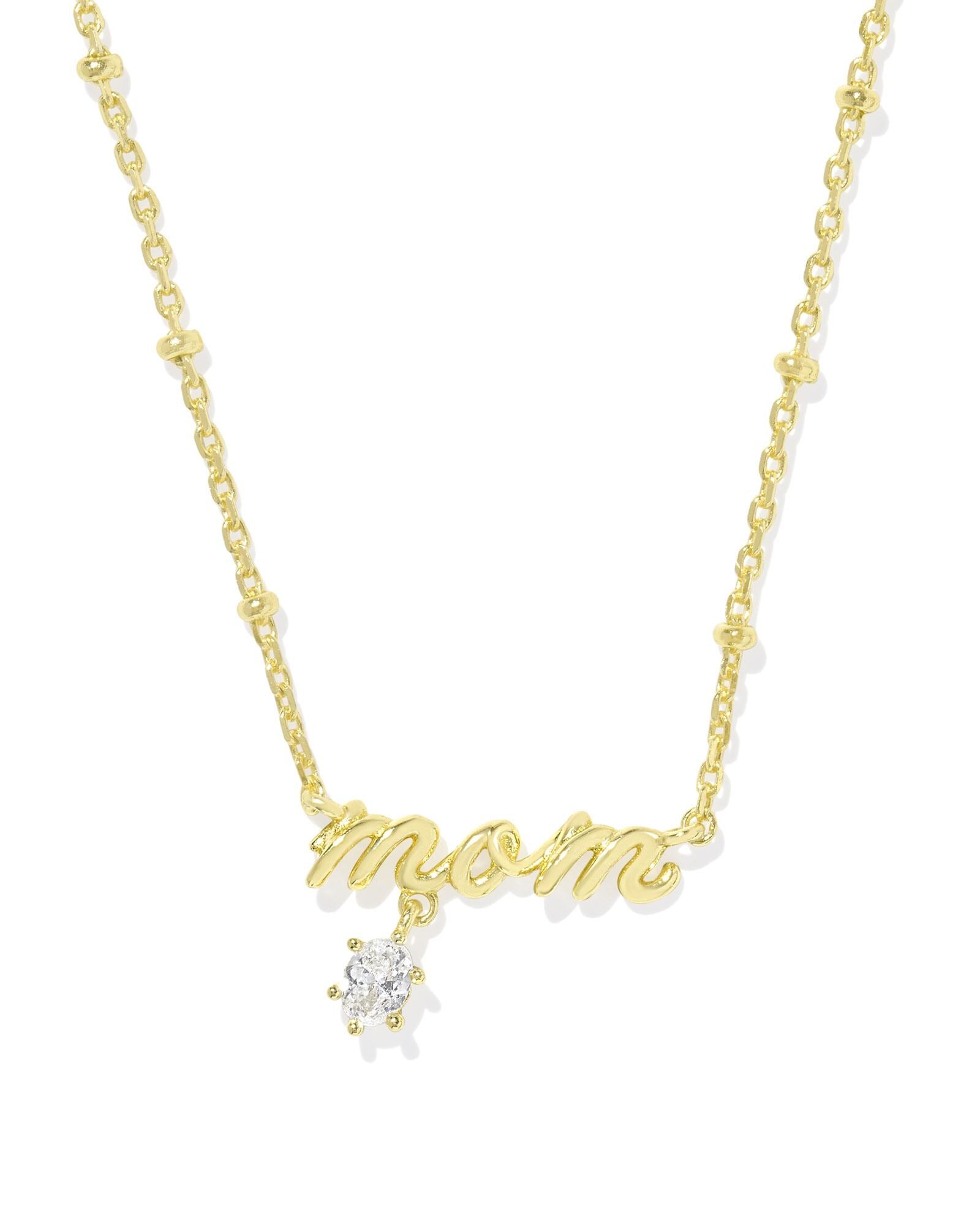 Kendra Scott Mom Crystal Short Pendant Necklace - Gold-Plated