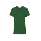 Lacoste Womens Slim Fit Ribbed Cotton Short Sleeve T-Shirt