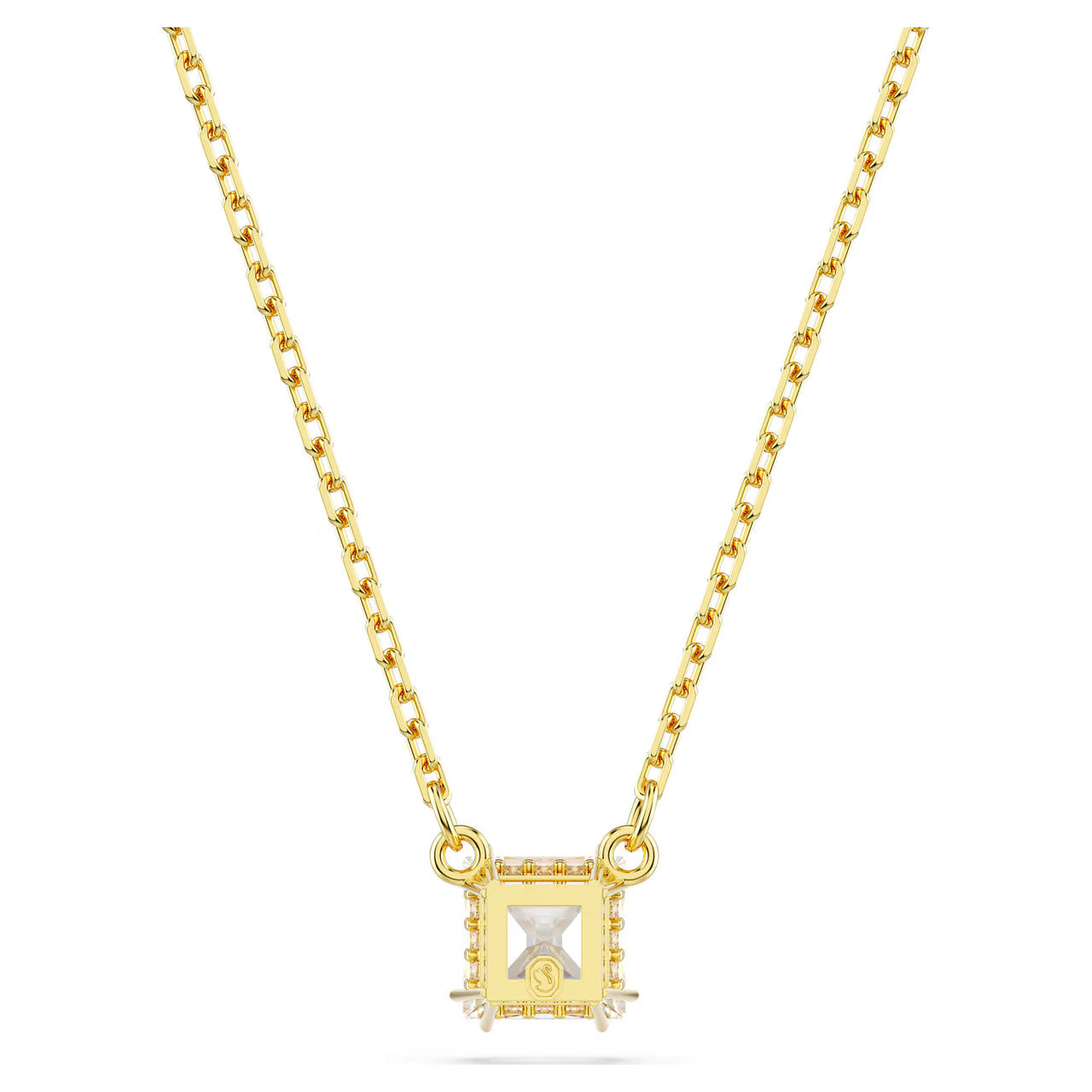 Swarovski Stilla Attract Pendant Necklace - Square Cut, White, Gold-Tone Plated