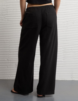 American Eagle Womens AE Low-Rise Linen-Blend Pull-On Pants