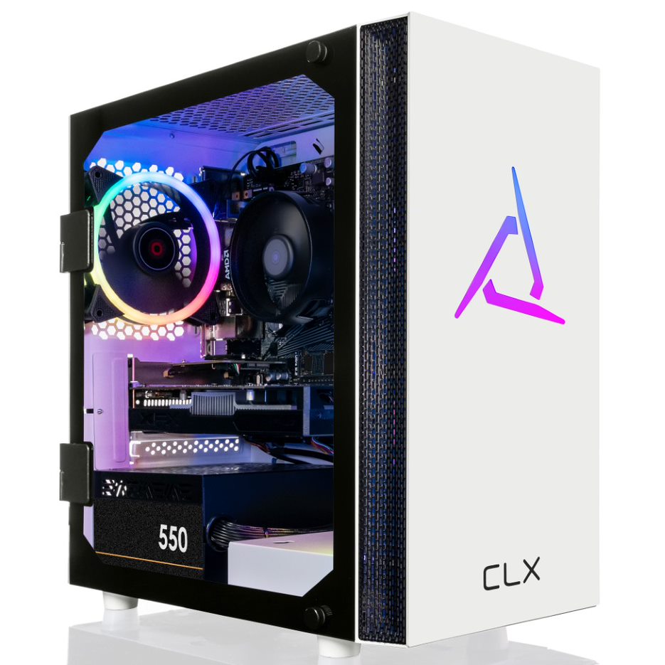 CLX SET Gaming Desktop - AMD Ryzen 5 5600 3.5GHz 6-Core Processor, 16GB DDR4 Memory, Radeon RX 6400 4GB GDDR6 Graphics, 1TB M.2 NVMe SSD, WiFi, White CLX Edition Sphynx MicroATX Tower RGB Fans, Windows 11 Home 64-bit