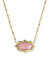 Kendra Scott Elisa Gold Scallop Frame Short Pendant Necklace - Light Pink Iridescent Abalone