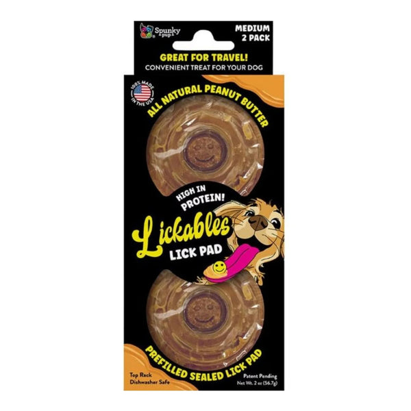 Spunky Pup Lickables Peanut Butter Filled Dog Lick Pad - 2 pk