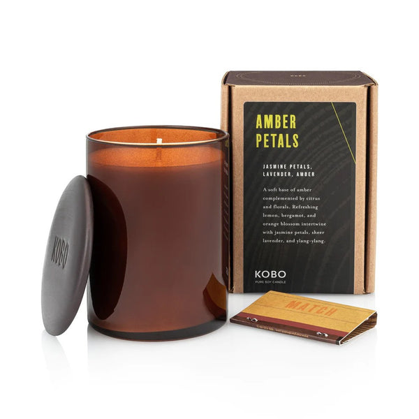 KOBO Amber Petals Woodblock Pure Soy Candle - 15 oz.