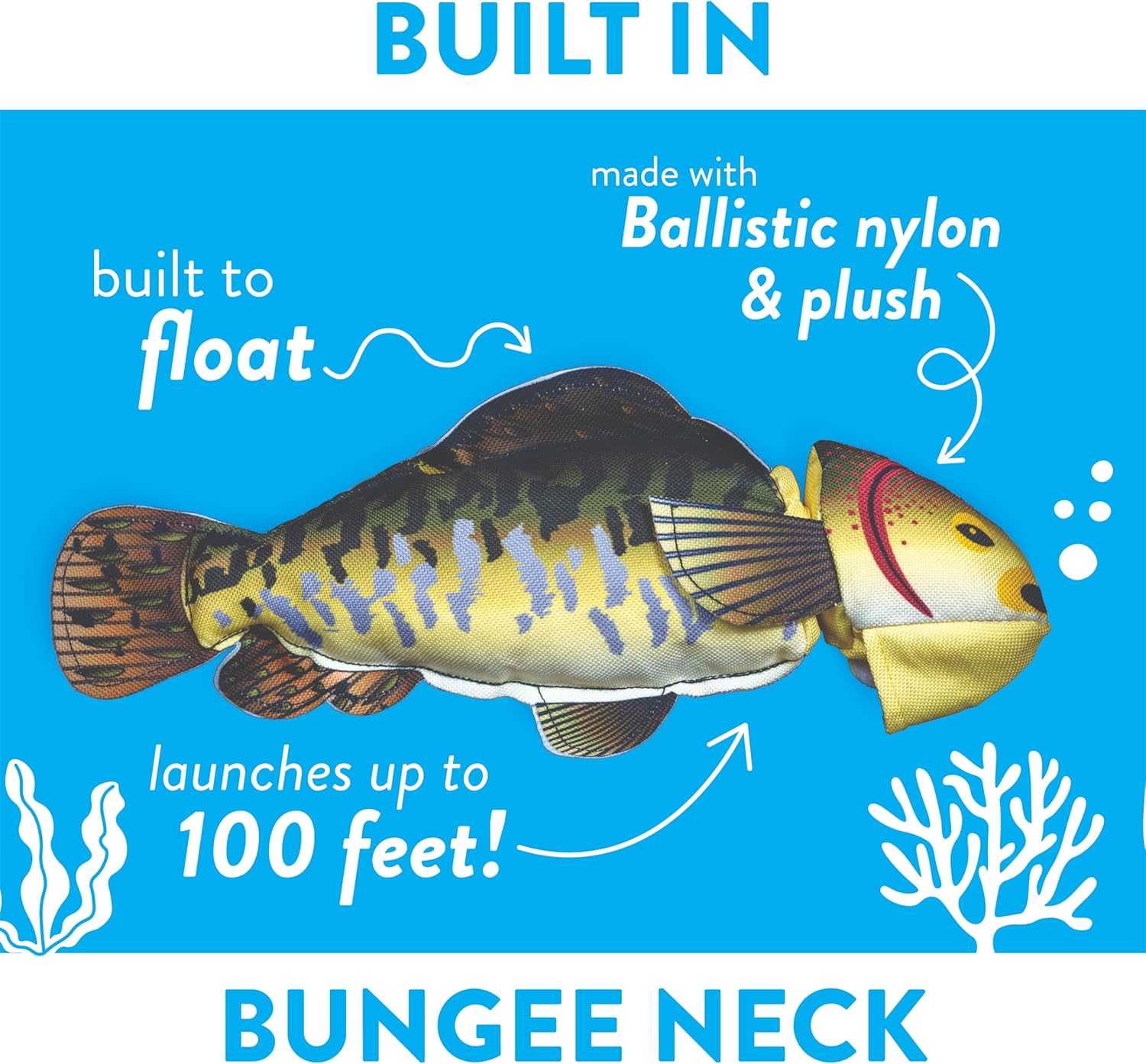 Spunky Pup Fly & Fetch Launching Plush Dog Toy - Fish