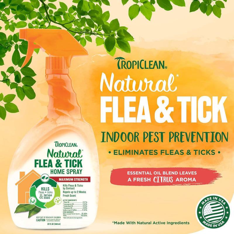 TropiClean Natural Flea and Tick Spray for Home - 32 oz.