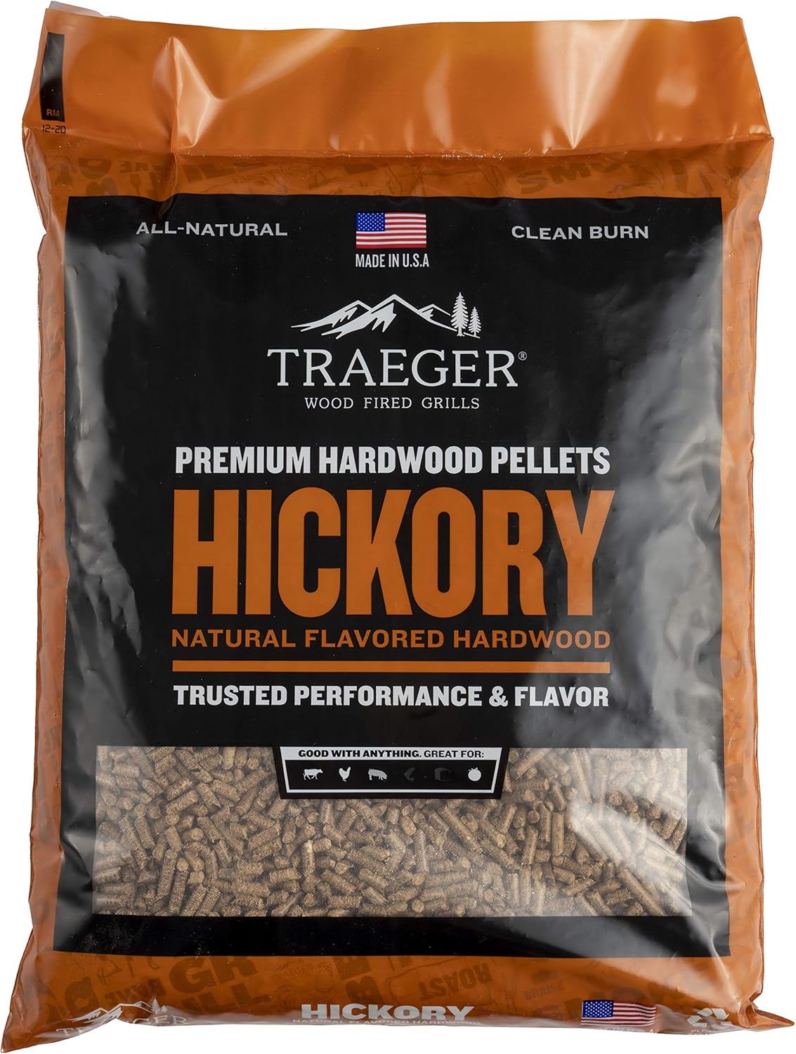 Traeger Grills Hickory 100% All-Natural Wood Pellets - 20 lbs.