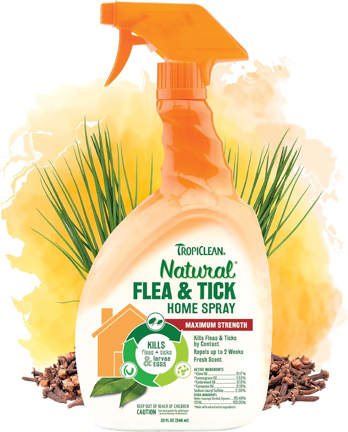 TropiClean Natural Flea and Tick Spray for Home - 32 oz.