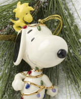Lenox Snoopy Tangled In Lights Ornament