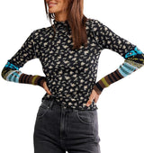Free People Womens Bold Bowery Cuff Long Sleeve Shirt