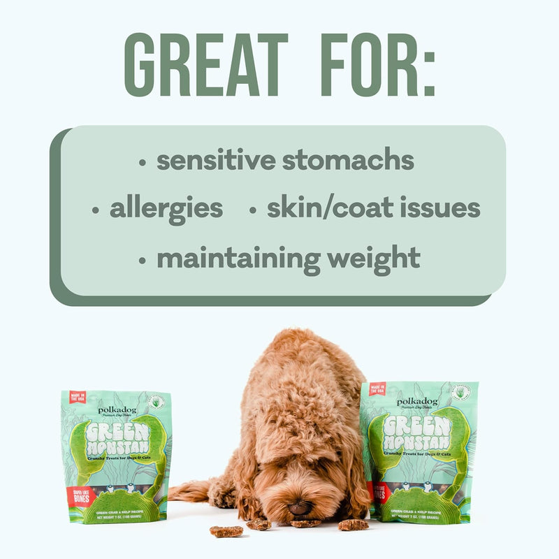 Polkadog Green Monstah Bone Shaped Crunchy Dog Treats - 7 oz.