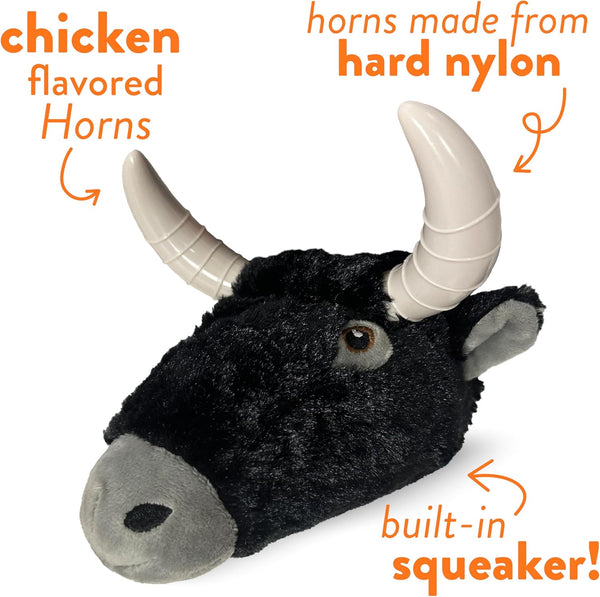 Spunky Pup Knucklehead Durable Plush & Chew Dog Toy - Bull