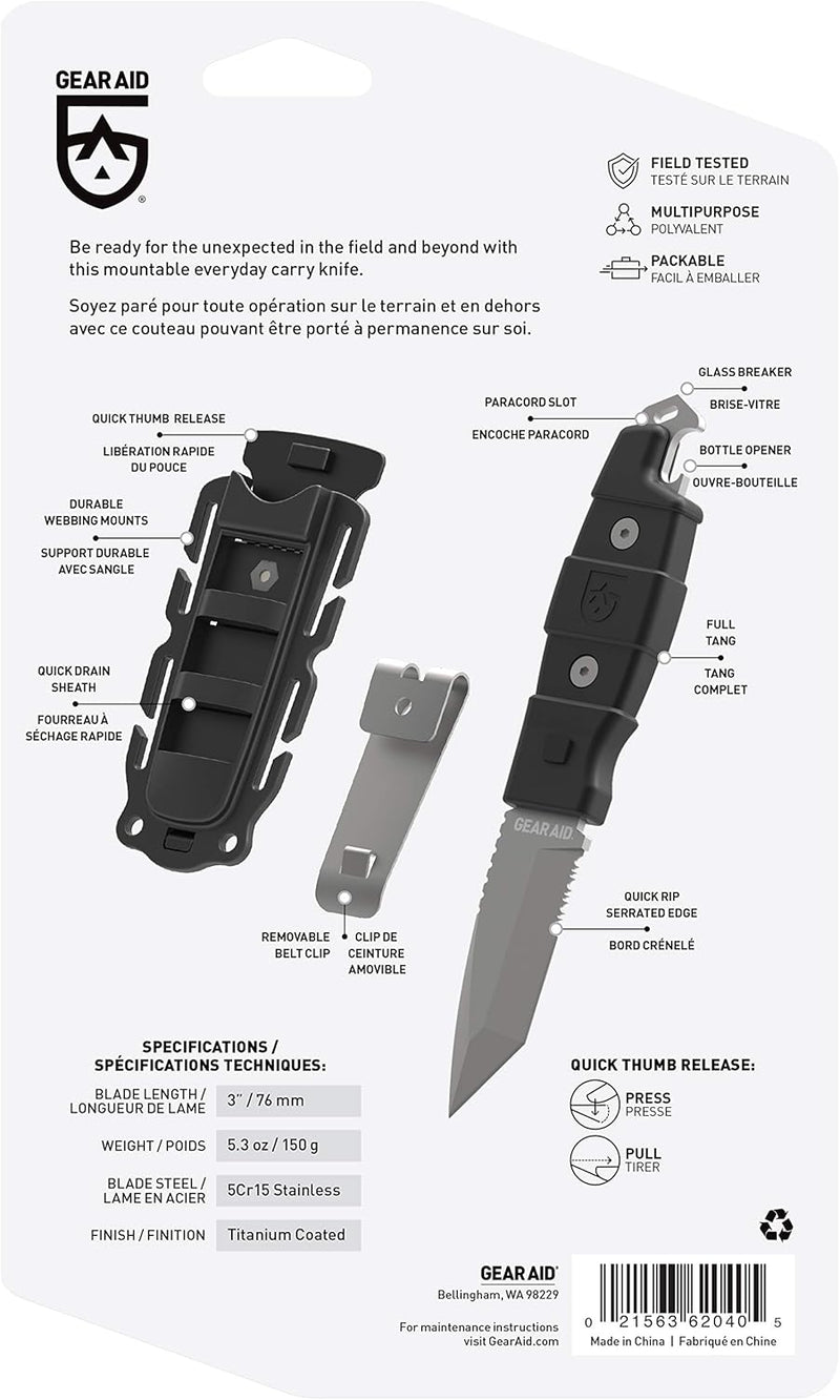 Gear Aid Kotu Tanto Fixed Blade Knife for The Outdoors