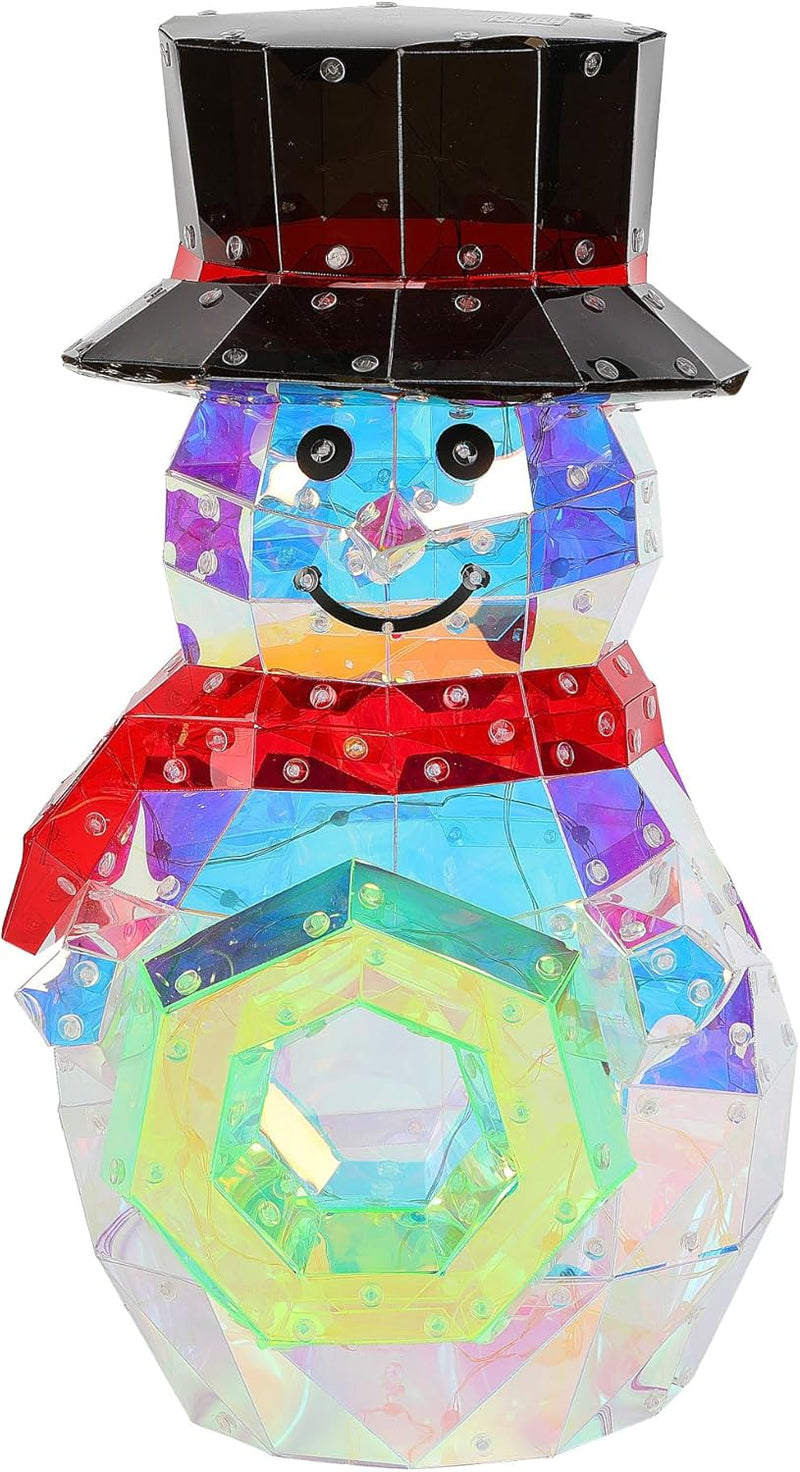 Enesco Prism Snowman Holding a Wreath Lit Decor Figurine