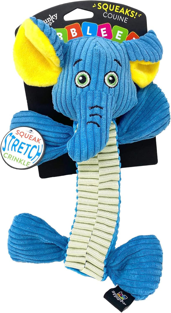 Spunky Pup Wibbleez Straight Plush Dog Toy - Elephant