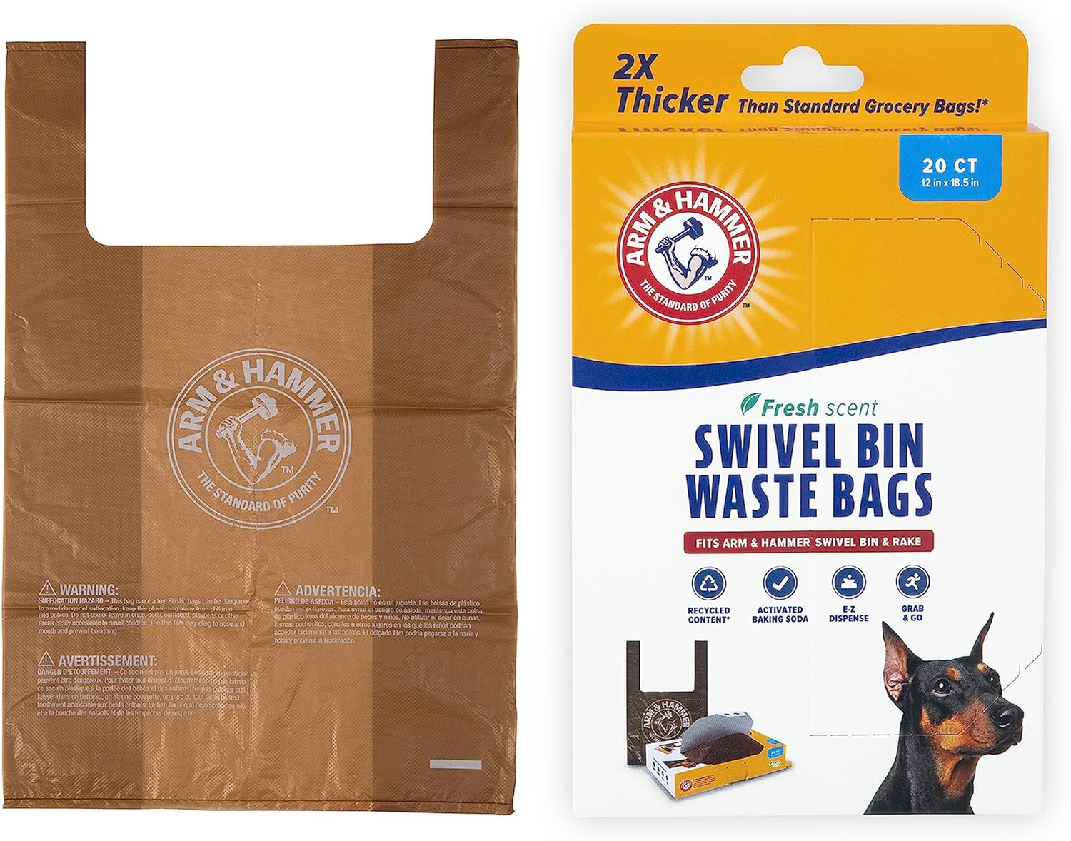 Arm Hammer Heavy Duty Pet Waste Bags for Swivel Bin Rake Dog