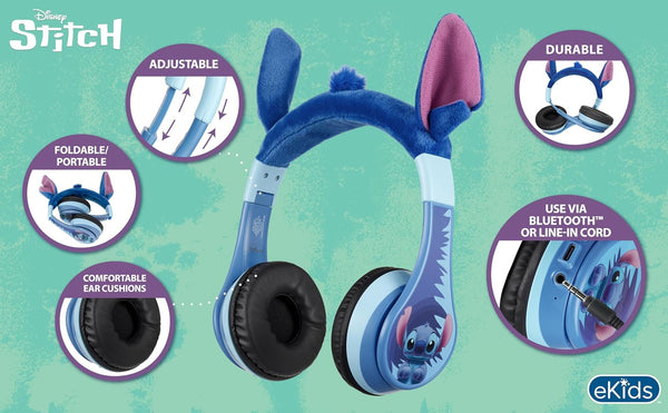 eKids Disney Stitch Bluetooth Headphones