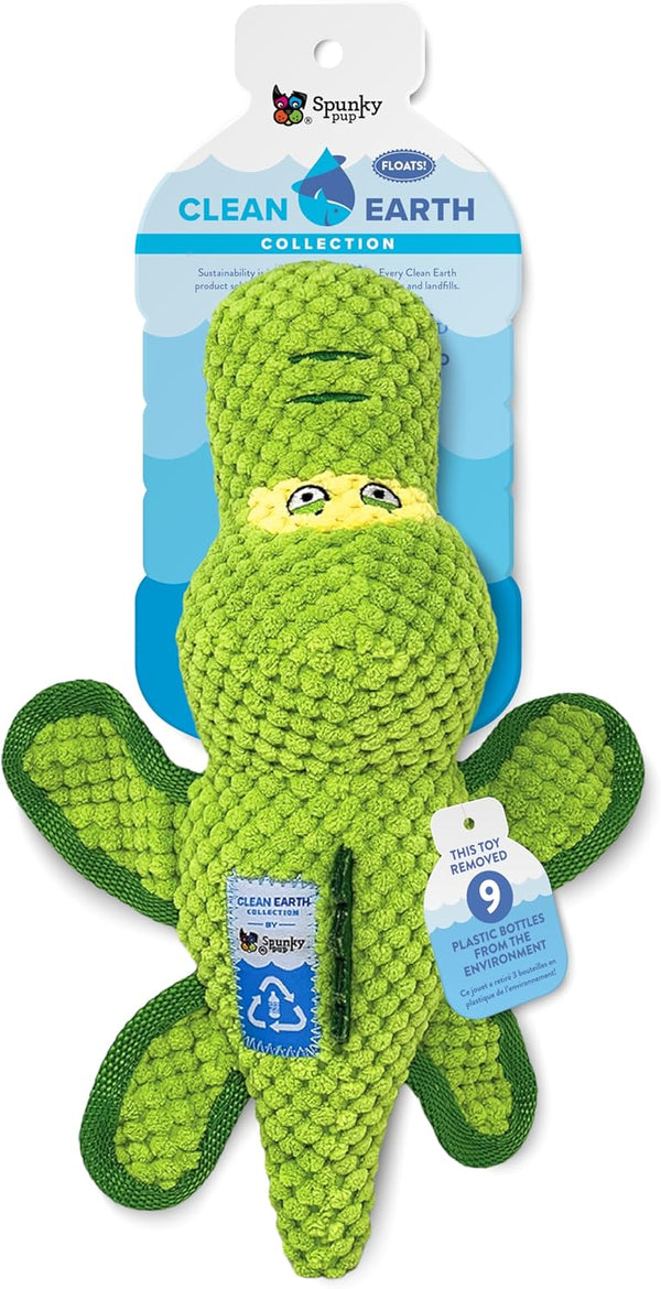 Spunky Pup Clean Earth Textured Recycled Plush Dog Toy - Gator
