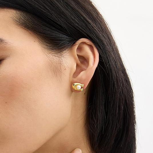 Coach Pearl C Stud Earrings - Gold-Plated