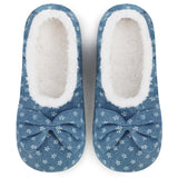 Snoozies Womens Denim Blue Ballerina Slippers