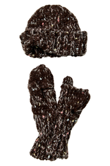 Free People Womens Speckled Beanie & Mitten Set