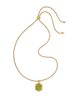 Kendra Scott Tiger Striped Daphne Vintage Gold Small Long Pendant Necklace - Green Mother of Pearl